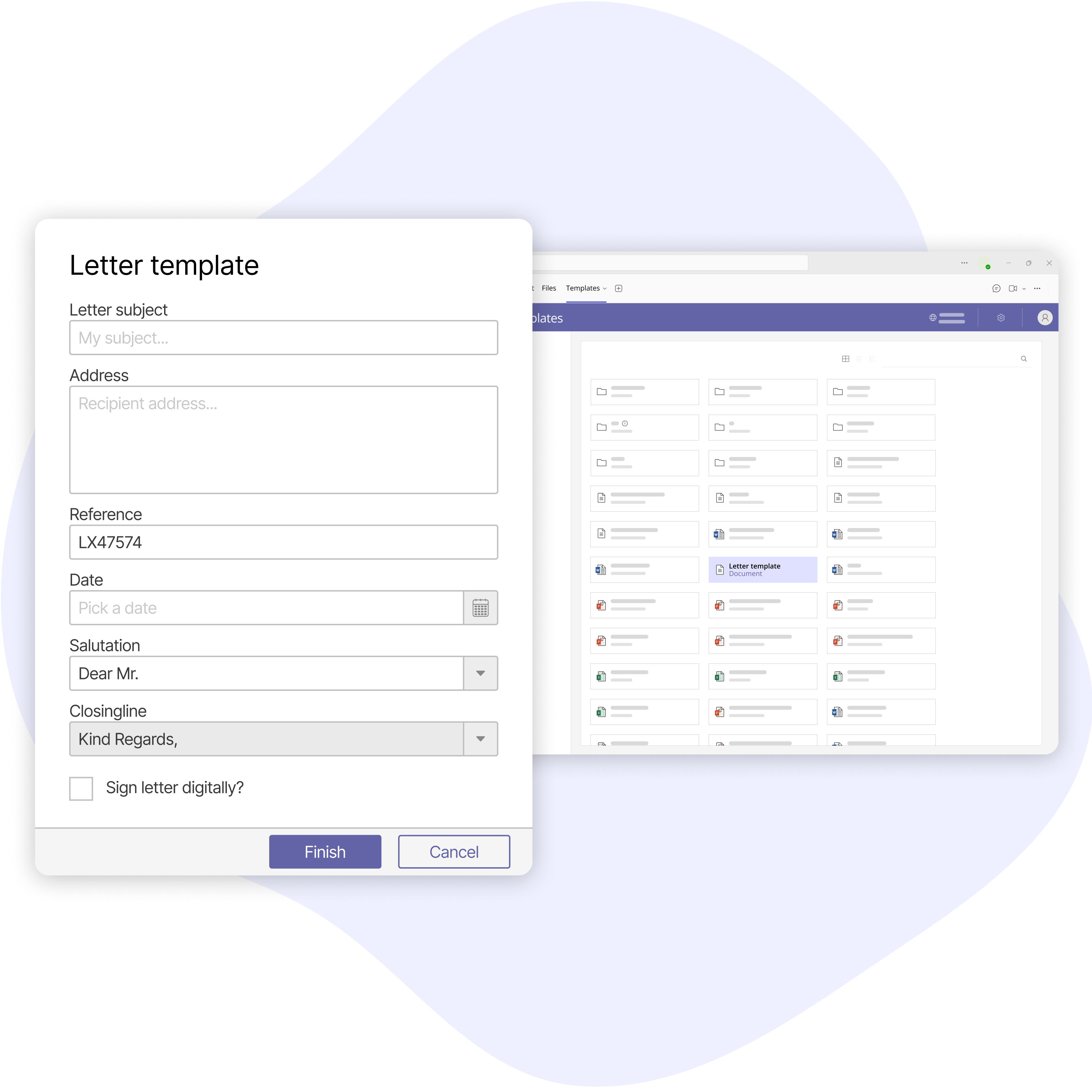 Use variables in your templates within Microsoft Teams for faster and more efficient document creation with eformity.