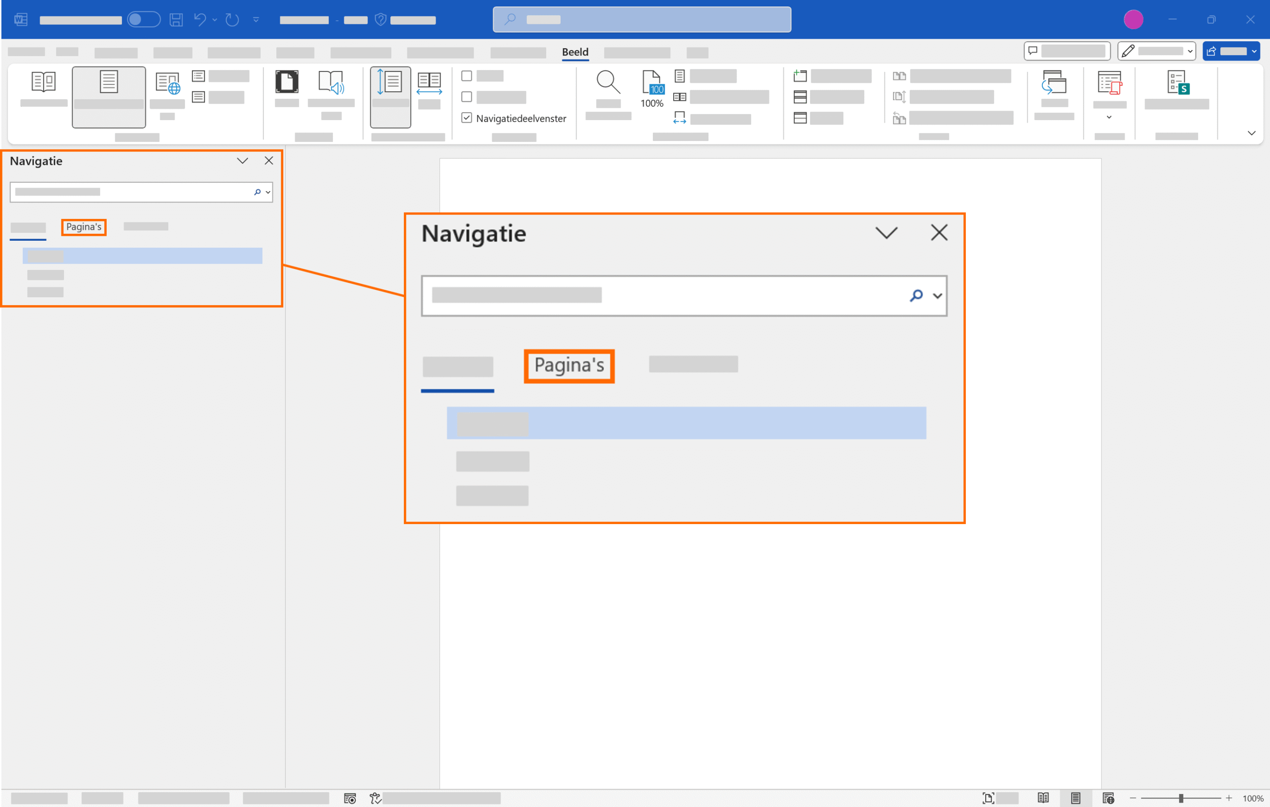 Pagina verwijderen in Word via navigatiedeelvenster